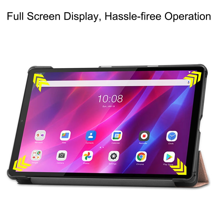For Lenovo Qitian K10 TB-X6C6F / TB-X6C6X / TB-X6C6NBF Custer Texture Horizontal Flip Leather Case with Three-folding Holder & Sleep / Wake-up Function