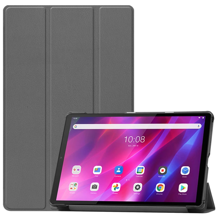 For Lenovo Qitian K10 TB-X6C6F / TB-X6C6X / TB-X6C6NBF Custer Texture Horizontal Flip Leather Case with Three-folding Holder & Sleep / Wake-up Function