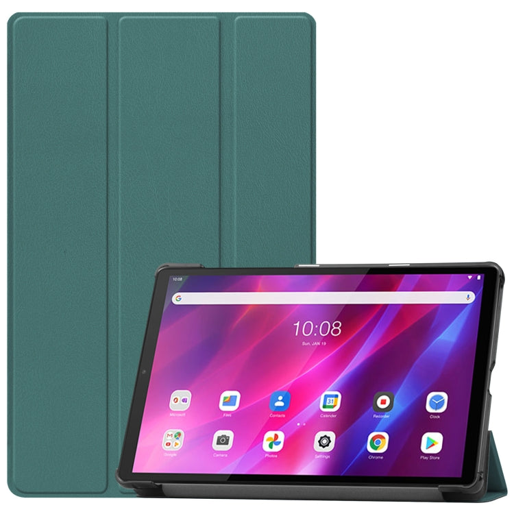 For Lenovo Qitian K10 TB-X6C6F / TB-X6C6X / TB-X6C6NBF Custer Texture Horizontal Flip Leather Case with Three-folding Holder & Sleep / Wake-up Function