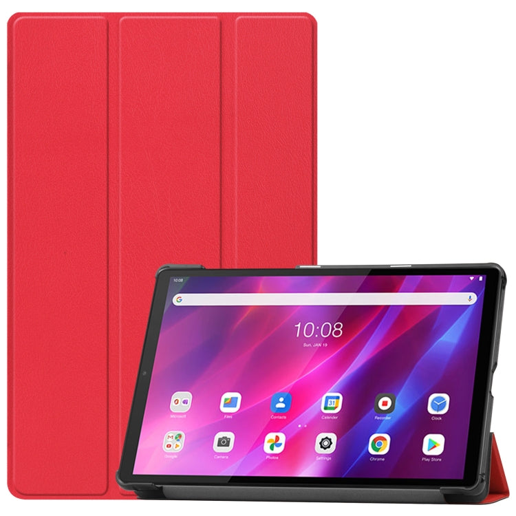 For Lenovo Qitian K10 TB-X6C6F / TB-X6C6X / TB-X6C6NBF Custer Texture Horizontal Flip Leather Case with Three-folding Holder & Sleep / Wake-up Function