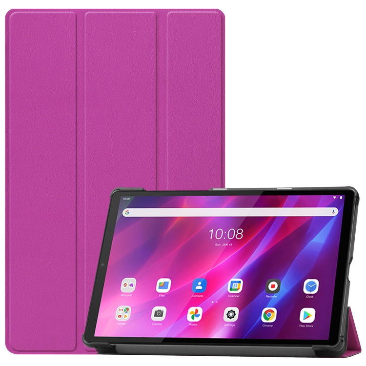 For Lenovo Qitian K10 TB-X6C6F / TB-X6C6X / TB-X6C6NBF Custer Texture Horizontal Flip Leather Case with Three-folding Holder & Sleep / Wake-up Function