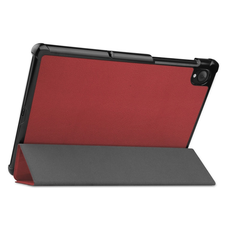 For Lenovo Qitian K10 TB-X6C6F / TB-X6C6X / TB-X6C6NBF Custer Texture Horizontal Flip Leather Case with Three-folding Holder & Sleep / Wake-up Function