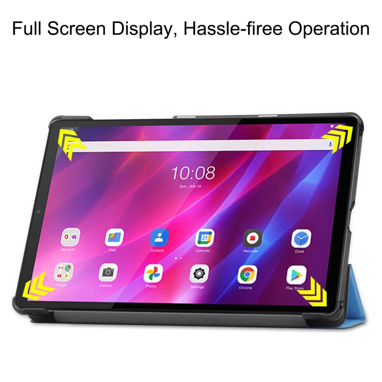 For Lenovo Qitian K10 TB-X6C6F / TB-X6C6X / TB-X6C6NBF Custer Texture Horizontal Flip Leather Case with Three-folding Holder & Sleep / Wake-up Function