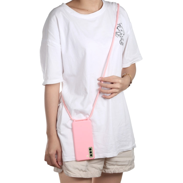 For Samsung Galaxy S21 FE Candy Colors TPU Protective Case with Lanyard