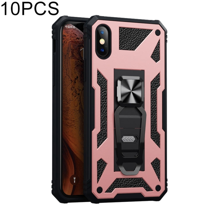 For iPhone X / XS 10pcs Variety Armor TPU + PC Shockproof Magnetic Protective Case with Folding Clip Holder
