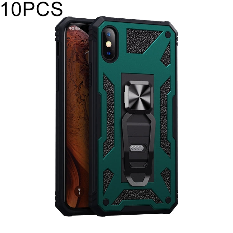 For iPhone X / XS 10pcs Variety Armor TPU + PC Shockproof Magnetic Protective Case with Folding Clip Holder