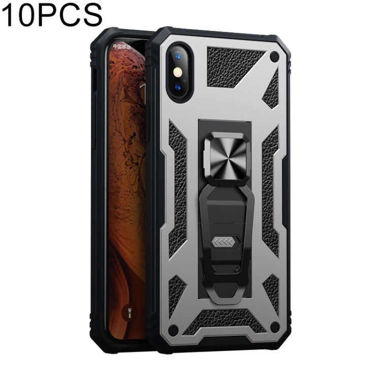 For iPhone X / XS 10pcs Variety Armor TPU + PC Shockproof Magnetic Protective Case with Folding Clip Holder