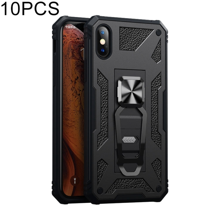 For iPhone X / XS 10pcs Variety Armor TPU + PC Shockproof Magnetic Protective Case with Folding Clip Holder