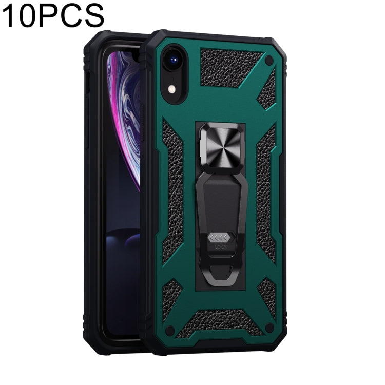 For iPhone XR 10 PCS Variety Armor TPU + PC Shockproof Magnetic Protective Case with Folding Clip Holder