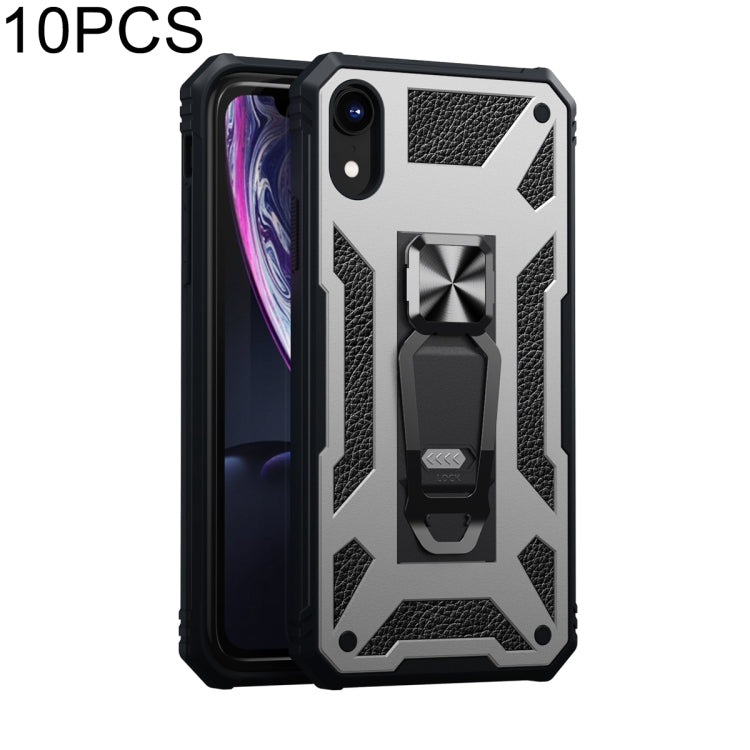 For iPhone XR 10 PCS Variety Armor TPU + PC Shockproof Magnetic Protective Case with Folding Clip Holder