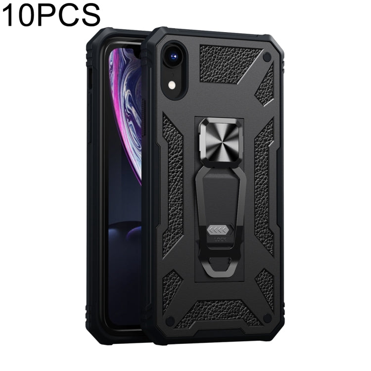 For iPhone XR 10 PCS Variety Armor TPU + PC Shockproof Magnetic Protective Case with Folding Clip Holder