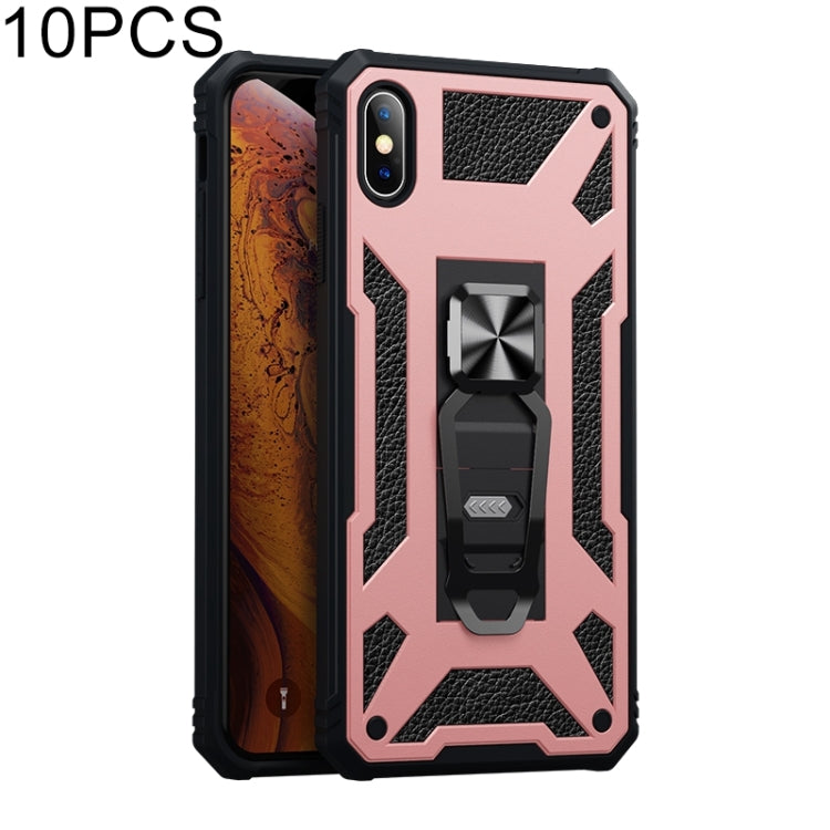 For iPhone XS Max 10 PCS Variety Armor TPU + PC Shockproof Magnetic Protective Case with Folding Clip Holder