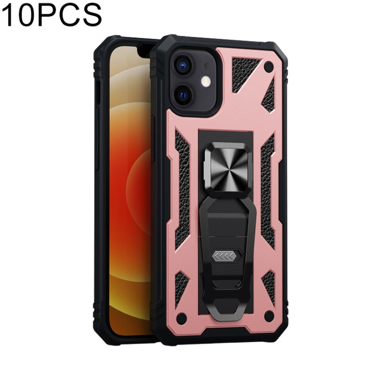 For iPhone 12 mini 10 PCS Variety Armor TPU + PC Shockproof Magnetic Protective Case with Folding Clip Holder