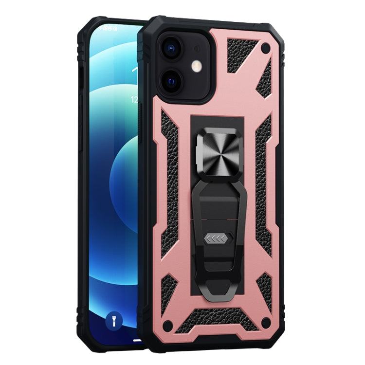 For iPhone 12 / 12 Pro 10pcs Variety Armor TPU + PC Shockproof Magnetic Protective Case with Folding Clip Holder