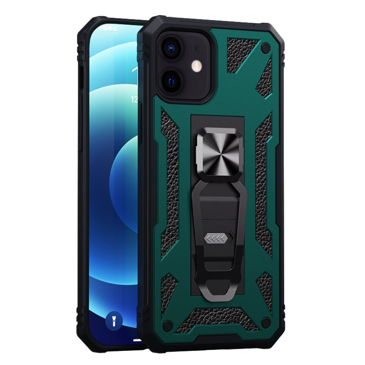 For iPhone 12 / 12 Pro 10pcs Variety Armor TPU + PC Shockproof Magnetic Protective Case with Folding Clip Holder