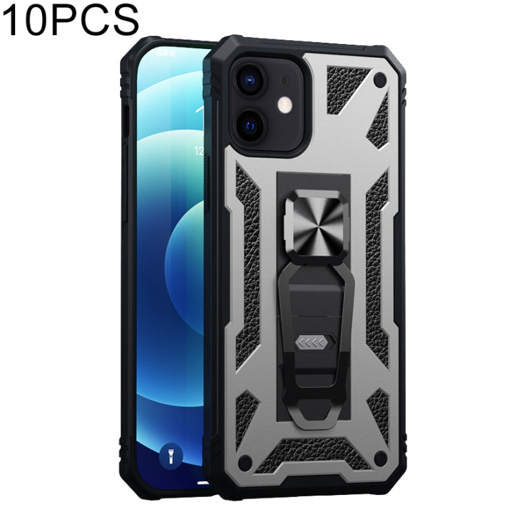 For iPhone 12 / 12 Pro 10pcs Variety Armor TPU + PC Shockproof Magnetic Protective Case with Folding Clip Holder