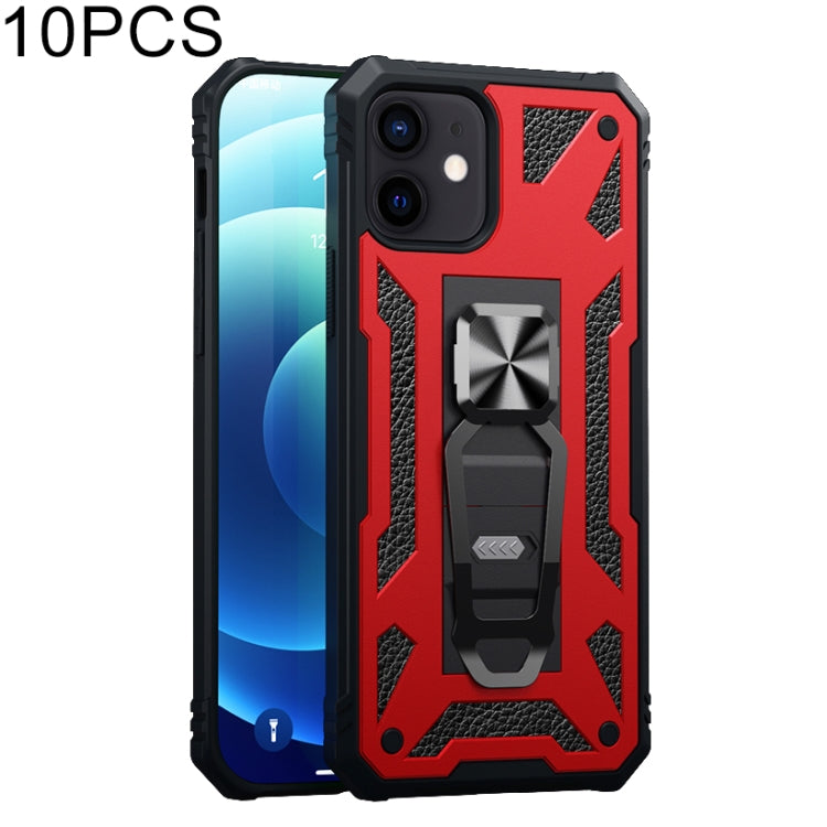 For iPhone 12 / 12 Pro 10pcs Variety Armor TPU + PC Shockproof Magnetic Protective Case with Folding Clip Holder