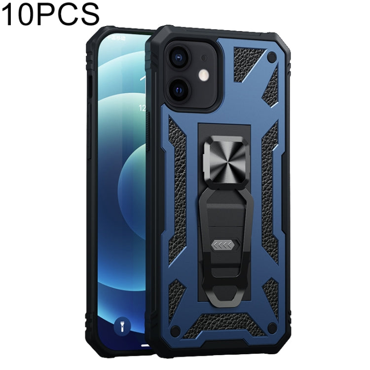 For iPhone 12 / 12 Pro 10pcs Variety Armor TPU + PC Shockproof Magnetic Protective Case with Folding Clip Holder