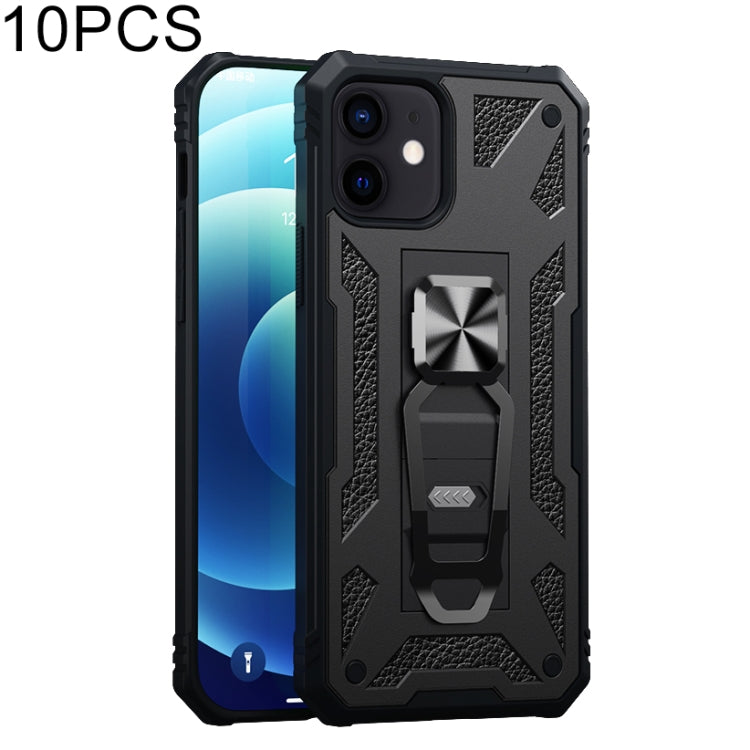 For iPhone 12 / 12 Pro 10pcs Variety Armor TPU + PC Shockproof Magnetic Protective Case with Folding Clip Holder