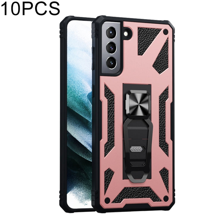 For Samsung Galaxy S21 5G 10 PCS Variety Armor TPU + PC Shockproof Magnetic Protective Case with Folding Clip Holder