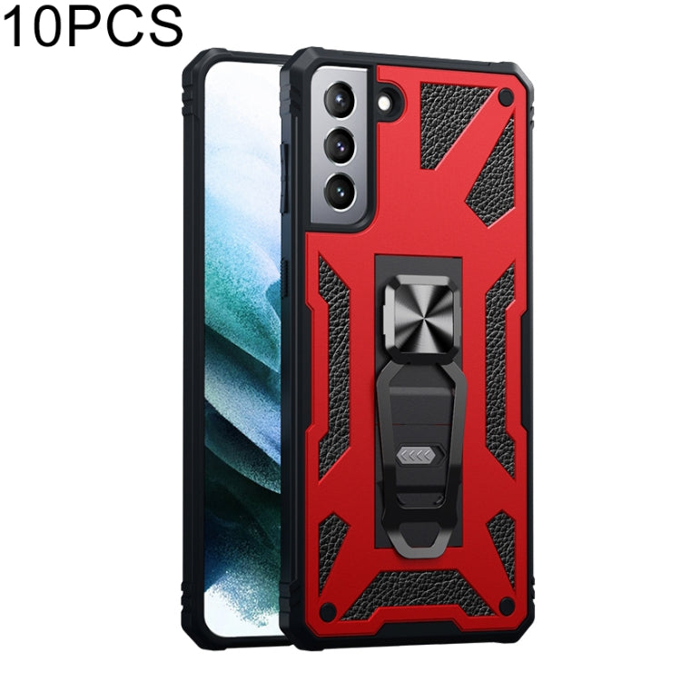 For Samsung Galaxy S21 5G 10 PCS Variety Armor TPU + PC Shockproof Magnetic Protective Case with Folding Clip Holder