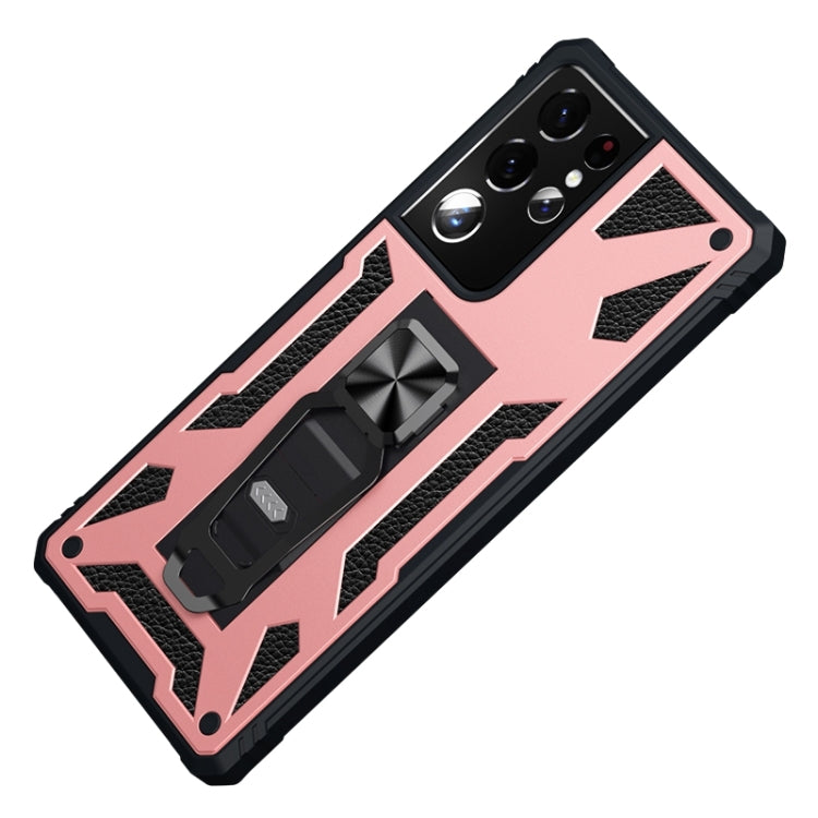 For Samsung Galaxy S21 Ultra 5G 10 PCS Variety Armor TPU + PC Shockproof Magnetic Protective Case with Folding Clip Holder