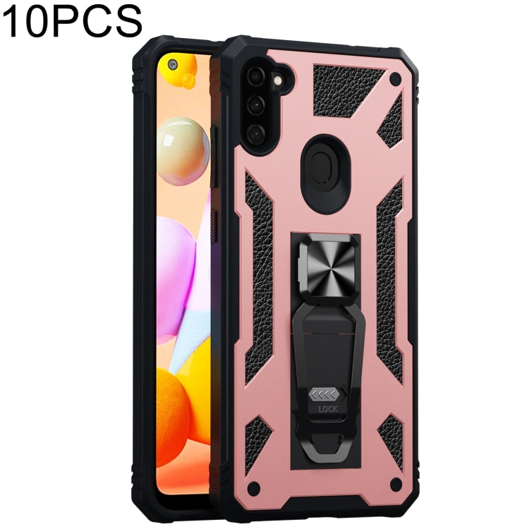 For Samsung Galaxy A11 EU Version 10 PCS Variety Armor TPU + PC Shockproof Magnetic Protective Case with Folding Clip Holder