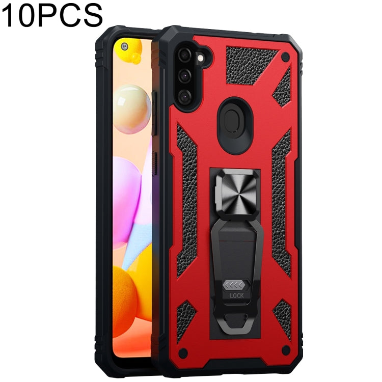 For Samsung Galaxy A11 EU Version 10 PCS Variety Armor TPU + PC Shockproof Magnetic Protective Case with Folding Clip Holder