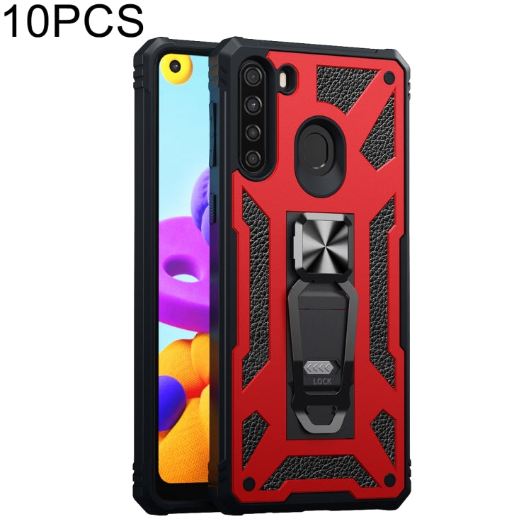 For Samsung Galaxy A21 EU Version 10 PCS Variety Armor TPU + PC Shockproof Magnetic Protective Case with Folding Clip Holder