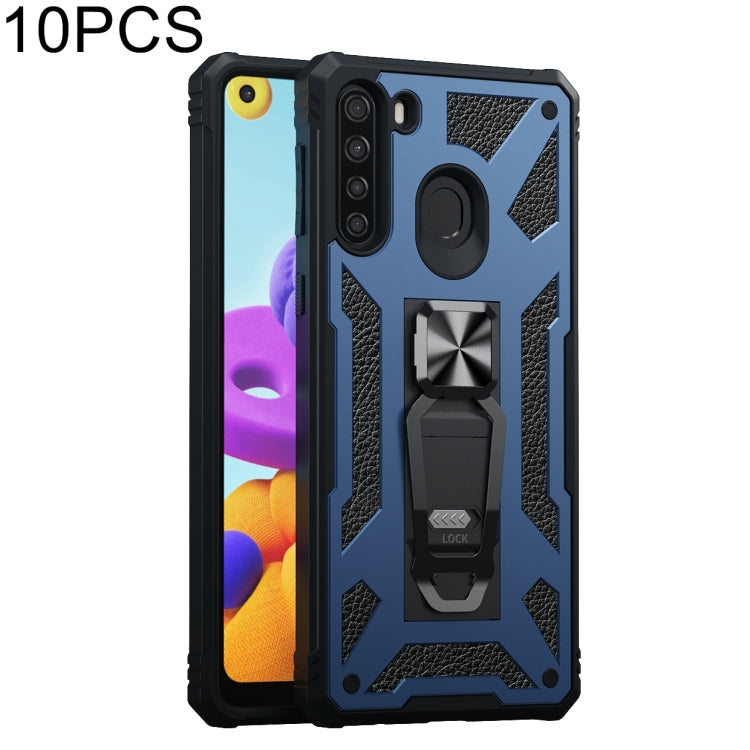 For Samsung Galaxy A21 EU Version 10 PCS Variety Armor TPU + PC Shockproof Magnetic Protective Case with Folding Clip Holder