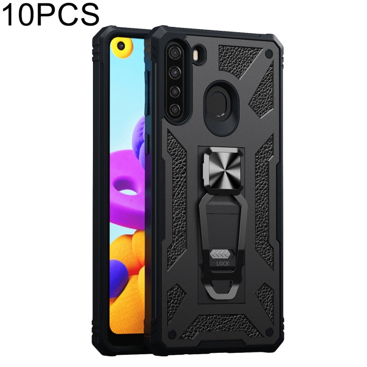 For Samsung Galaxy A21 EU Version 10 PCS Variety Armor TPU + PC Shockproof Magnetic Protective Case with Folding Clip Holder