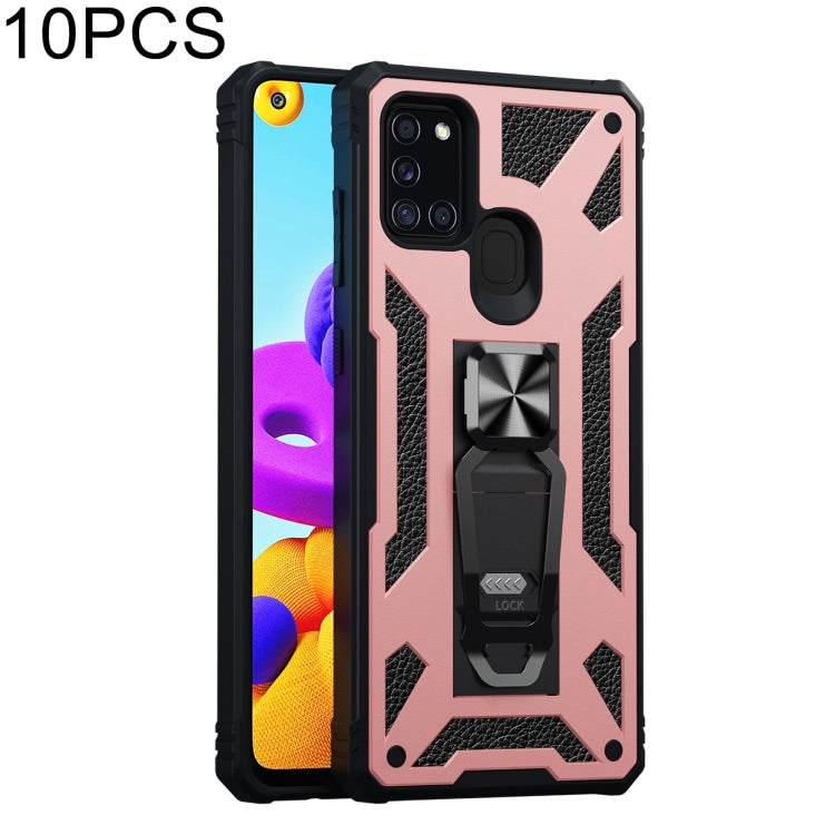 For Samsung Galaxy A21s 10 PCS Variety Armor TPU + PC Shockproof Magnetic Protective Case with Folding Clip Holder