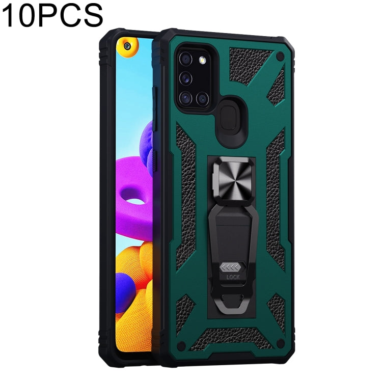 For Samsung Galaxy A21s 10 PCS Variety Armor TPU + PC Shockproof Magnetic Protective Case with Folding Clip Holder