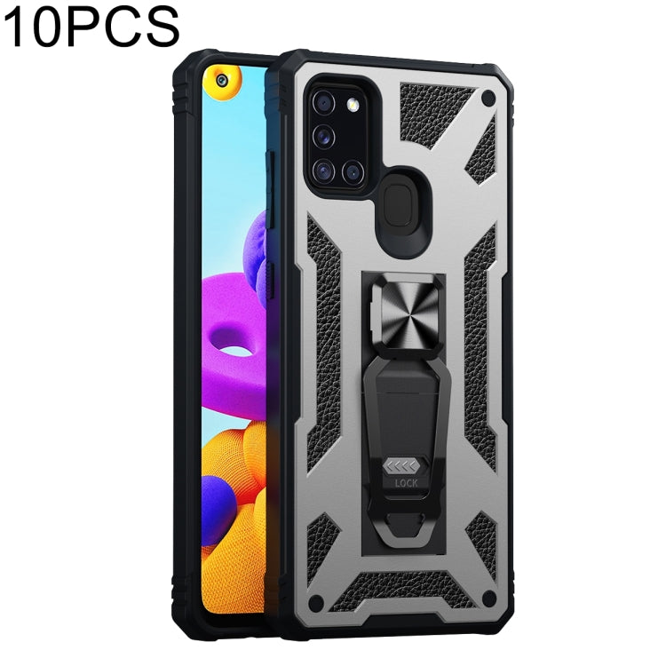 For Samsung Galaxy A21s 10 PCS Variety Armor TPU + PC Shockproof Magnetic Protective Case with Folding Clip Holder
