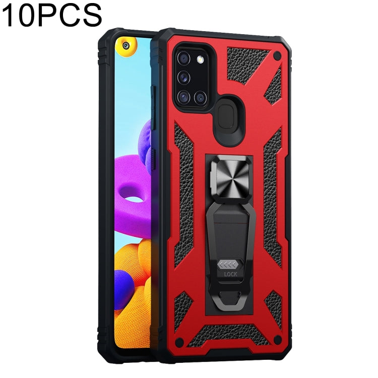 For Samsung Galaxy A21s 10 PCS Variety Armor TPU + PC Shockproof Magnetic Protective Case with Folding Clip Holder