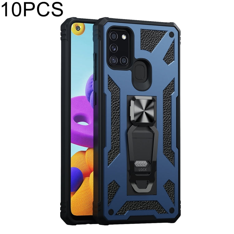 For Samsung Galaxy A21s 10 PCS Variety Armor TPU + PC Shockproof Magnetic Protective Case with Folding Clip Holder