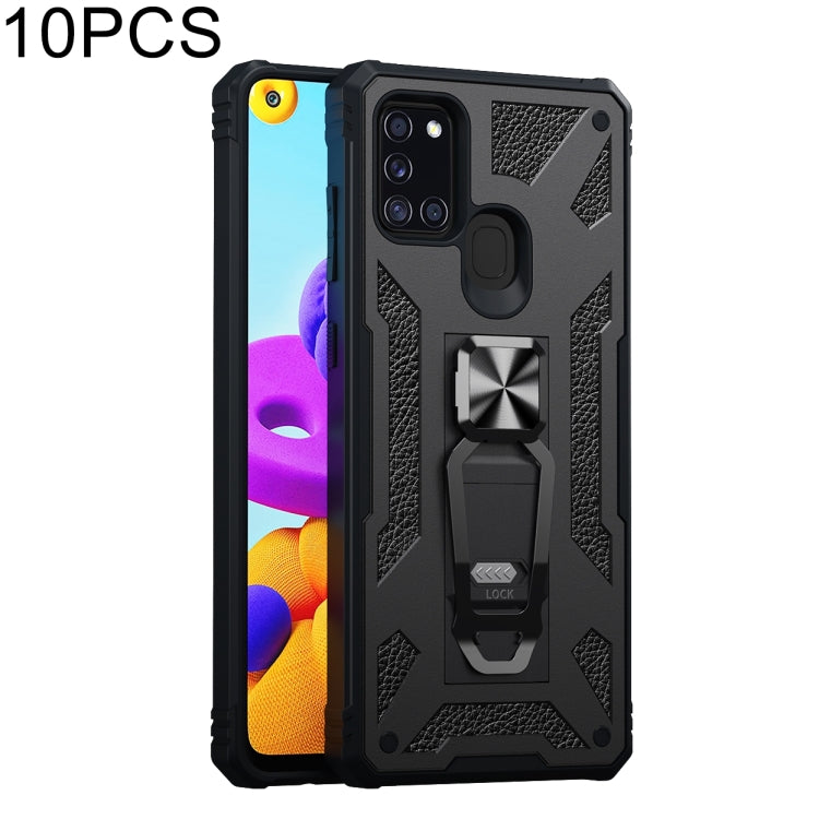For Samsung Galaxy A21s 10 PCS Variety Armor TPU + PC Shockproof Magnetic Protective Case with Folding Clip Holder