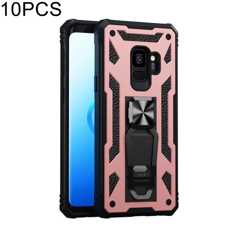 For Samsung Galaxy S9 10 PCS Variety Armor TPU + PC Shockproof Magnetic Protective Case with Folding Clip Holder