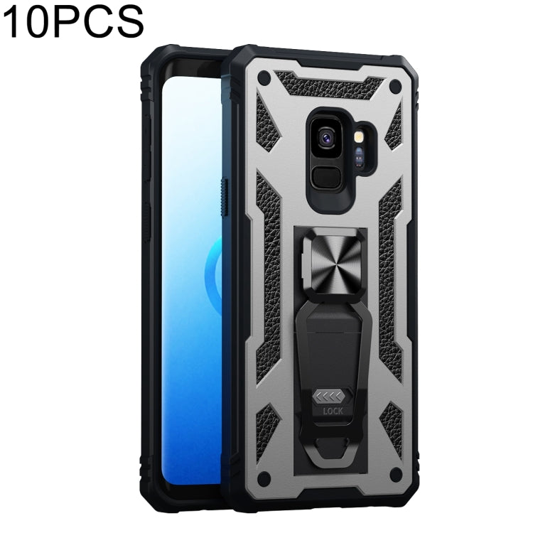 For Samsung Galaxy S9 10 PCS Variety Armor TPU + PC Shockproof Magnetic Protective Case with Folding Clip Holder