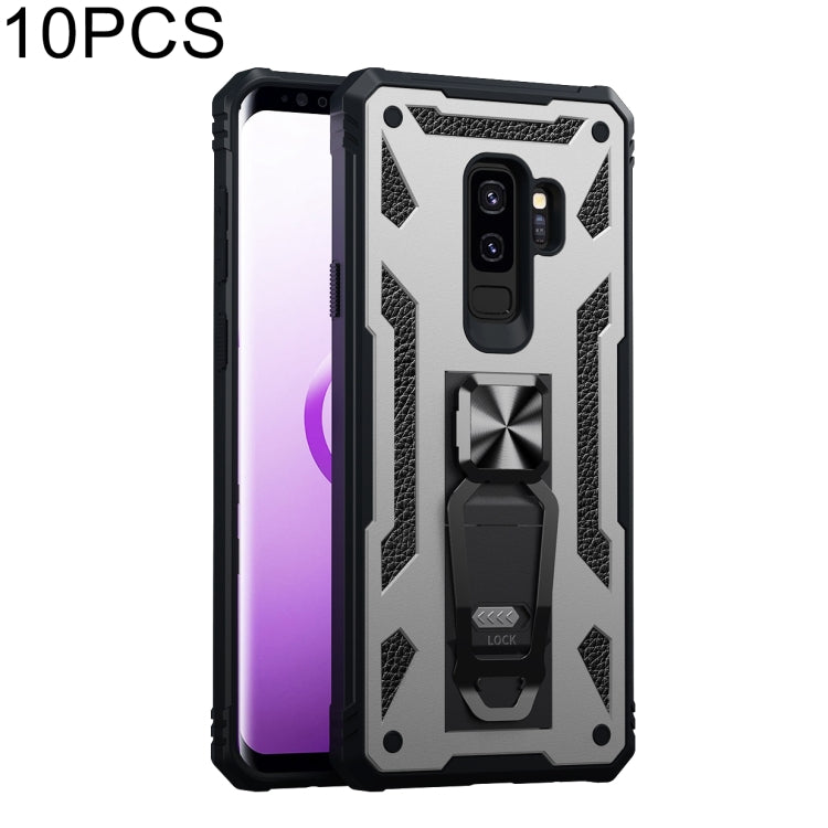 For Samsung Galaxy S9+ 10 PCS Variety Armor TPU + PC Shockproof Magnetic Protective Case with Folding Clip Holder
