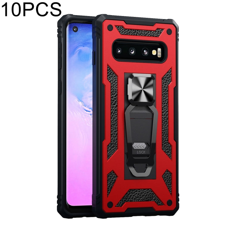 For Samsung Galaxy S10 10 PCS Variety Armor TPU + PC Shockproof Magnetic Protective Case with Folding Clip Holder