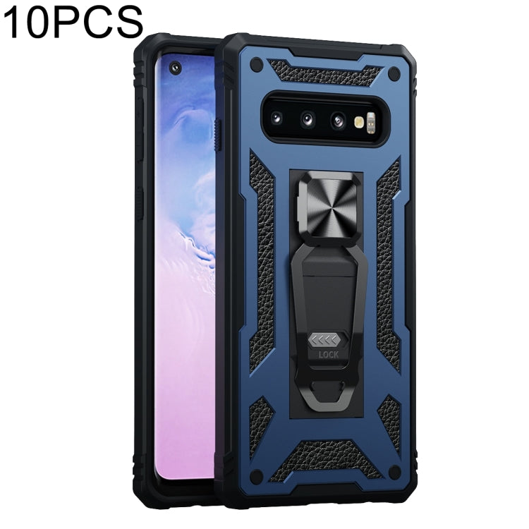 For Samsung Galaxy S10 10 PCS Variety Armor TPU + PC Shockproof Magnetic Protective Case with Folding Clip Holder