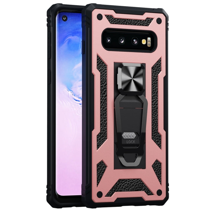 For Samsung Galaxy S10+ 10 PCS Variety Armor TPU + PC Shockproof Magnetic Protective Case with Folding Clip Holder
