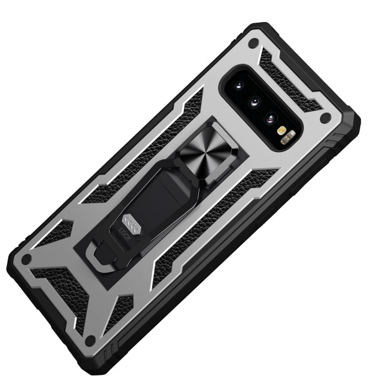 For Samsung Galaxy S10+ 10 PCS Variety Armor TPU + PC Shockproof Magnetic Protective Case with Folding Clip Holder