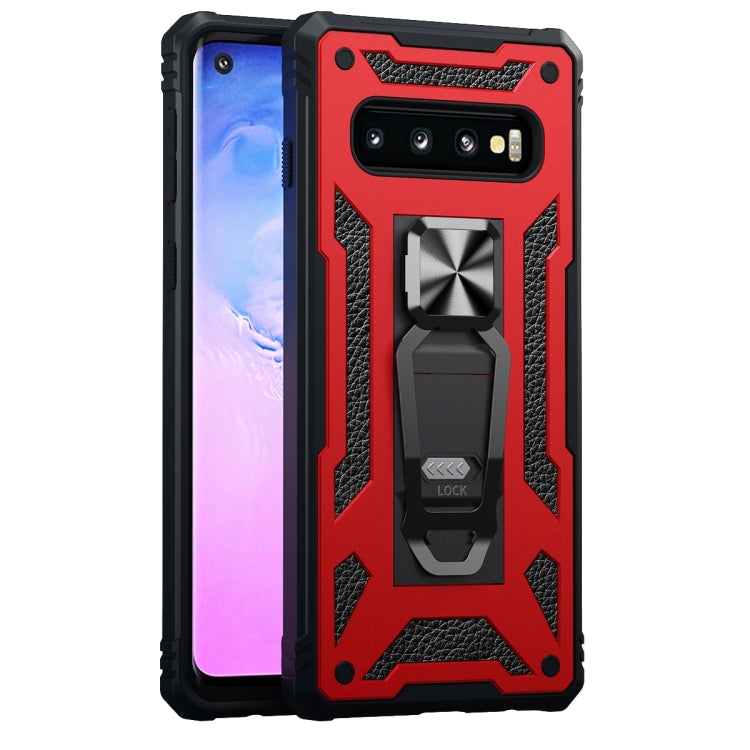 For Samsung Galaxy S10+ 10 PCS Variety Armor TPU + PC Shockproof Magnetic Protective Case with Folding Clip Holder