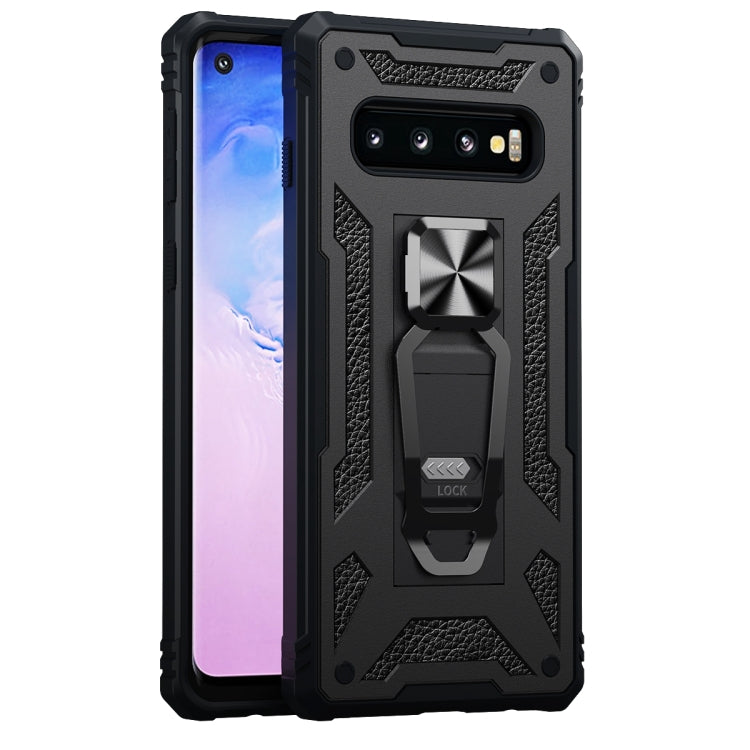 For Samsung Galaxy S10+ 10 PCS Variety Armor TPU + PC Shockproof Magnetic Protective Case with Folding Clip Holder