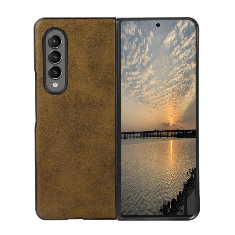 For Samsung Galaxy Z Fold3 5G Two-color Cowhide Texture PU Shockproof Protective Case