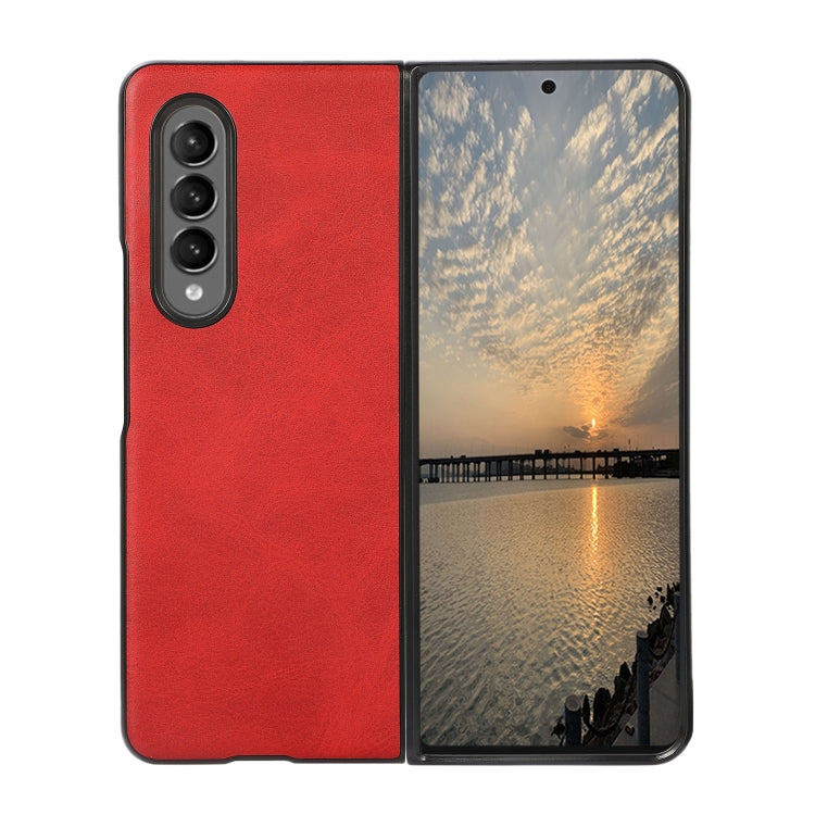 For Samsung Galaxy Z Fold3 5G Two-color Cowhide Texture PU Shockproof Protective Case