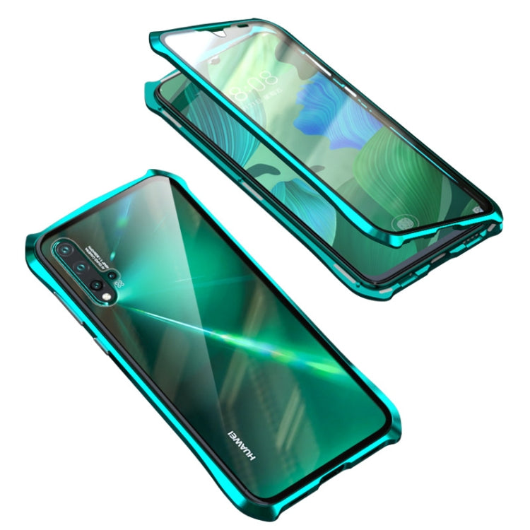For Huawei Honor 9X Ultra Slim Double Sides Batman Magnetic Adsorption Angular Frame Tempered Glass Magnet Flip Case(Blue)