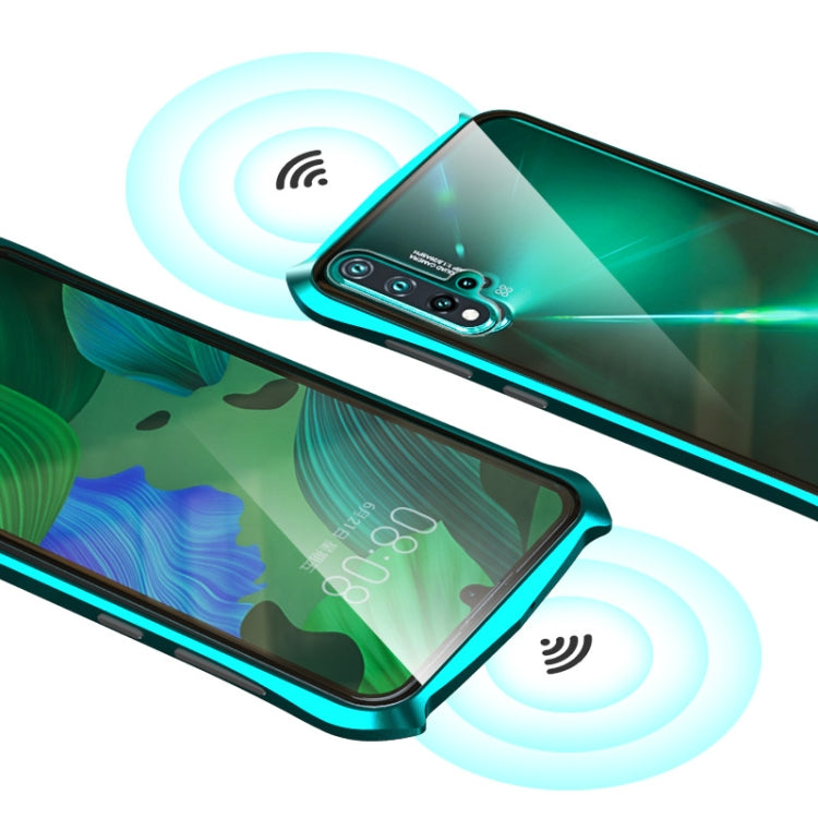 For Huawei Honor 9X Ultra Slim Double Sides Batman Magnetic Adsorption Angular Frame Tempered Glass Magnet Flip Case(Blue)